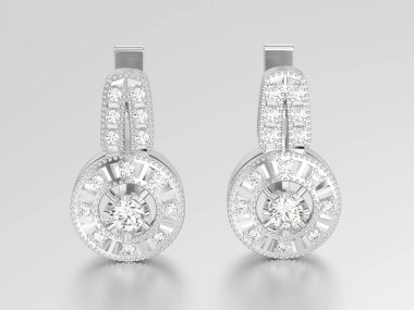 3D illüstrasyon izole beyaz altın veya gümüş dekoratif elmas