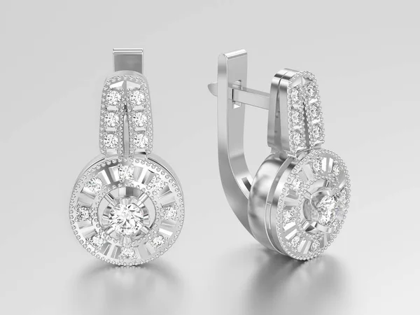 3D ilustracja na białym tle białe złoto lub srebro ozdobny diament — Zdjęcie stockowe