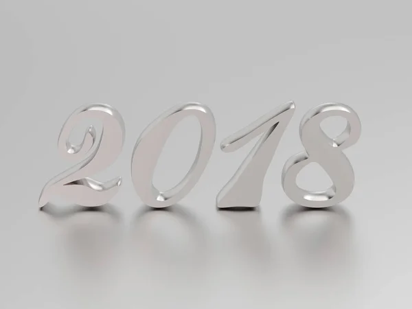 Illustrazione 3D nuovo anno 2018 numeri in oro bianco o argento — Foto Stock