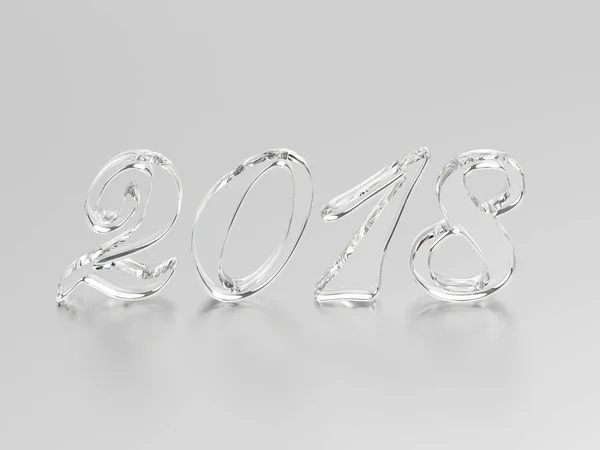 3D ilustracja nowy rok 2018 szkła lub lodu numery — Zdjęcie stockowe