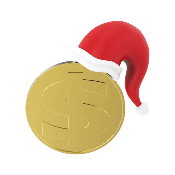 Ilustración 3D moneda de oro aislada en la Navidad Santa Claus —  Fotos de Stock