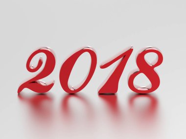 3D resimde yeni yıl 2018 kırmızı numaraları 