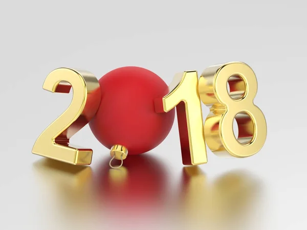 3D ilustracja nowy rok 2018 złote numery i czerwony b Boże Narodzenie — Zdjęcie stockowe