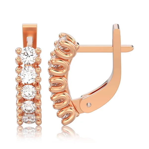 3D illustration isolerade två ros guld dekorativa diamond earrin — Stockfoto