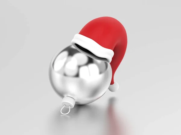 3D illustration new year silver Christmas ball in the Santa Clau — Stock Photo, Image