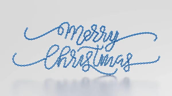 3d Illustration Frohe Weihnachten Worte von der blauen Kette — Stockfoto