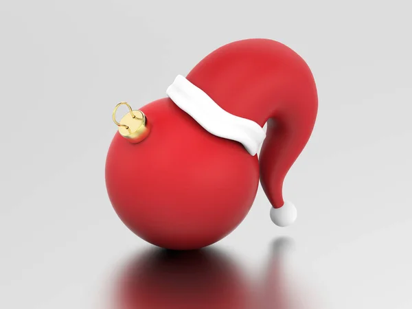 Ilustración 3D nuevo año rojo bola de Navidad en el Santa Claus h —  Fotos de Stock
