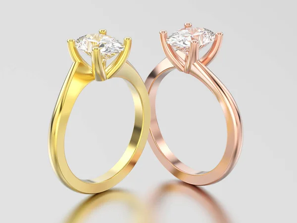 3d Illustration zwei Rosé- und Gelbgold-Verlobungsillusion twi — Stockfoto