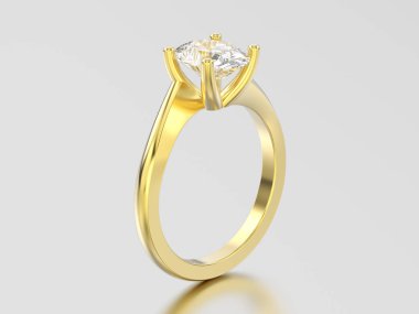 3D resimde sarı altın nişan yanılsama yüzük zekâ bükülmüş