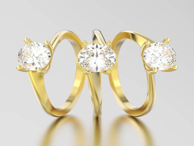 3D resimde üç sarı altın nişan yanılsama RI bükülmüş