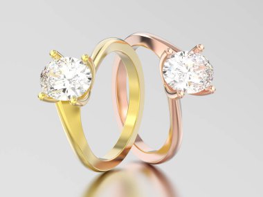 3D şekil iki gül ve sarı altın nişan yanılsama twi