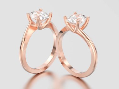 3D resimde iki gül altın nişan yanılsama yüzük bükülmüş 