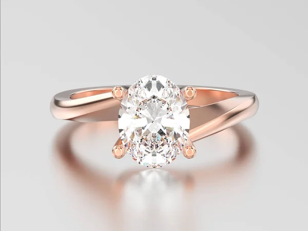 Illustrazione 3D rosa oro fidanzamento illusione anello ritorto con — Foto Stock