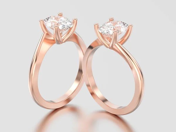 Illustrazione 3D due anelli intrecciati illusione di fidanzamento in oro rosa — Foto Stock