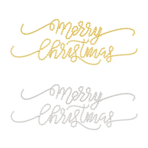 3D illustration isolated two Merry Christmas words from the gold — Stock Photo, Image