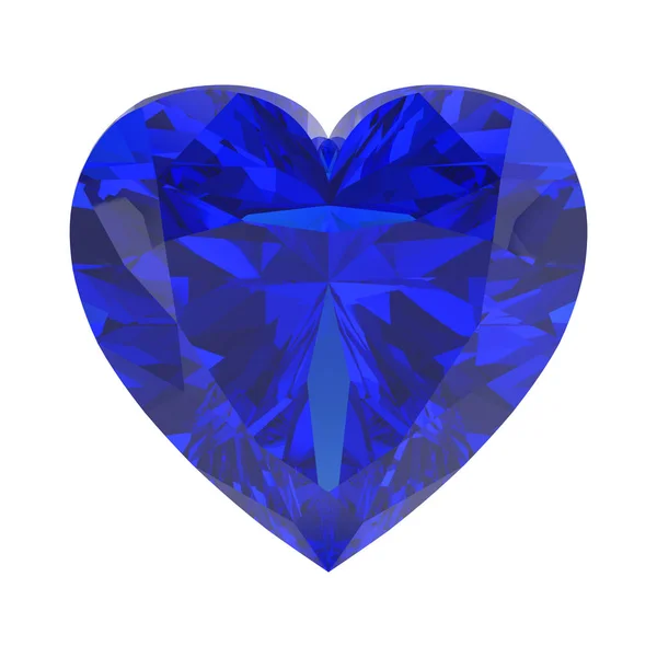 3 d イラスト分離されたブルー ダイヤモンドの心臓石 — ストック写真
