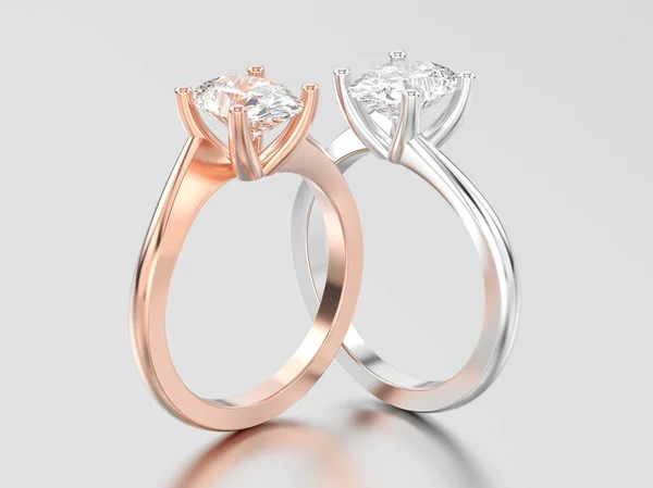 3D иллюстрации две розовые и белое золото или серебро помолвка il — стоковое фото