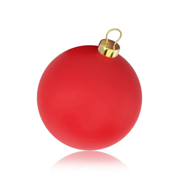 3D απεικόνιση απομονωμένη κόκκινη Χριστουγεννιάτικη μπάλα με αντανάκλαση — Φωτογραφία Αρχείου