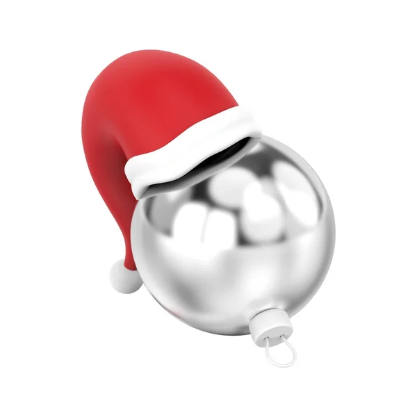 3D illustration isolated new year silver Christmas ball in the S — Stock Photo, Image