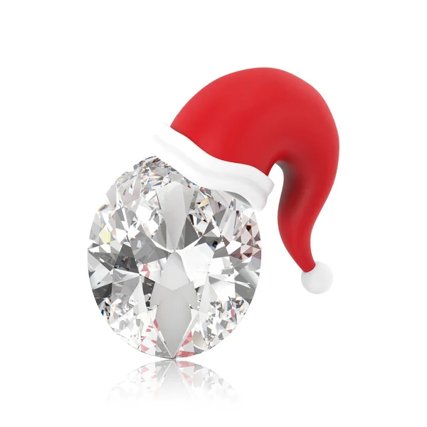 Ilustración 3D aislada piedra de diamante ovalada en la Navidad San — Foto de Stock