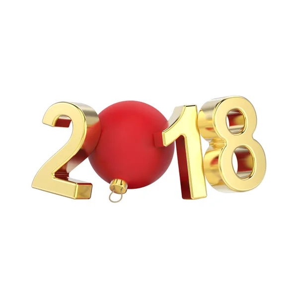 3D ilustracja na białym tle nowy rok 2018 złote numery i czerwony Ch — Zdjęcie stockowe