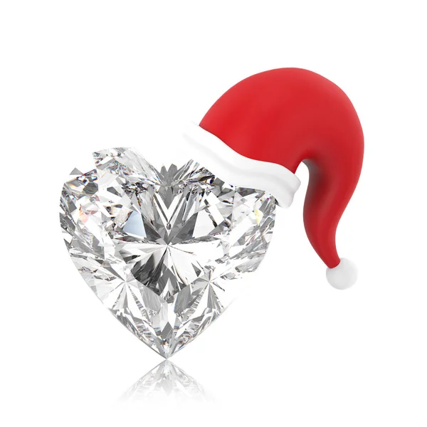 3D ilustracja na białym tle serca kamień diament w Boże Narodzenie Sa — Zdjęcie stockowe