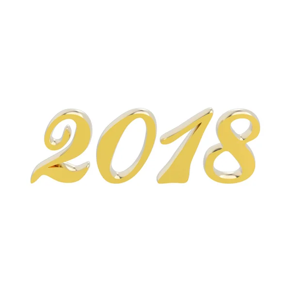 Yeni yıl 2018 altın numaraları 3D illüstrasyon izole — Stok fotoğraf