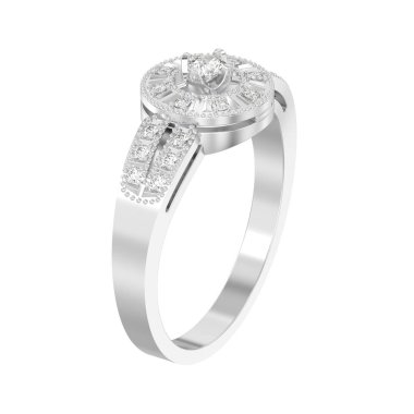 3D illüstrasyon izole beyaz altın veya gümüş dekoratif elmas