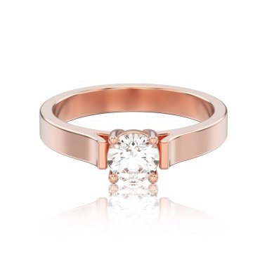 3D illüstrasyon izole gül altın solitaire nişan elmas 