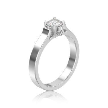 3D illüstrasyon izole beyaz altın veya gümüş solitaire engageme