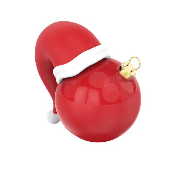 Ilustración 3D aislado año nuevo rojo bola de Navidad en el Sant —  Fotos de Stock