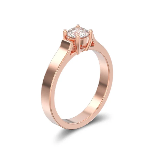 Ilustración 3D aislado oro rosa solitario compromiso diamante — Foto de Stock