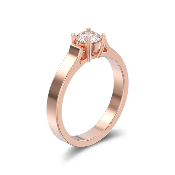 3d Illustration isoliert Roségold Solitär Verlobungsdiamant — Stockfoto