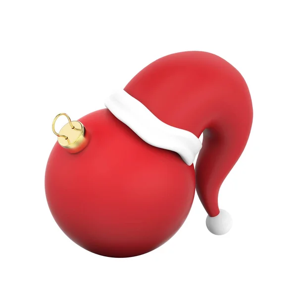 Ilustración 3D aislado año nuevo rojo bola de Navidad en el Sant —  Fotos de Stock