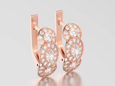 menteşe ile 3D illüstrasyon gül altın dekoratif pırlanta küpe