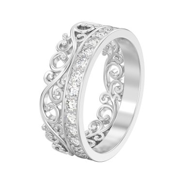 3D illüstrasyon izole beyaz altın taç diadem diam dekoratif