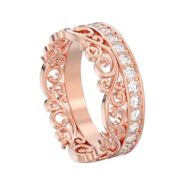 3D illüstrasyon izole gül altın dekoratif kaplama diadem diamo