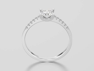 3D resimde beyaz altın veya gümüş nişan kesim şekli yuvarlak 