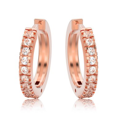 3D illüstrasyon izole gül altın dekoratif pırlanta küpe h