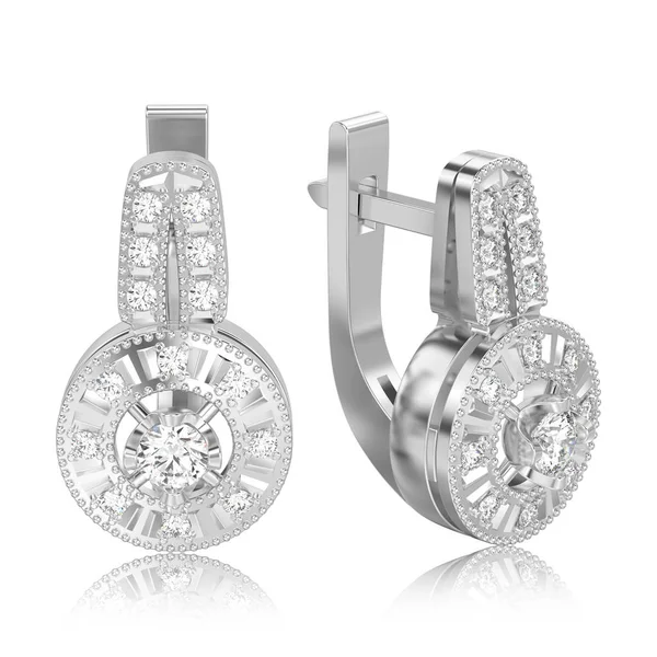 3D illüstrasyon izole beyaz altın veya gümüş dekoratif elmas