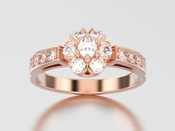 Ilustración 3D anillo de diamantes de flores decorativas de oro rosa — Foto de Stock