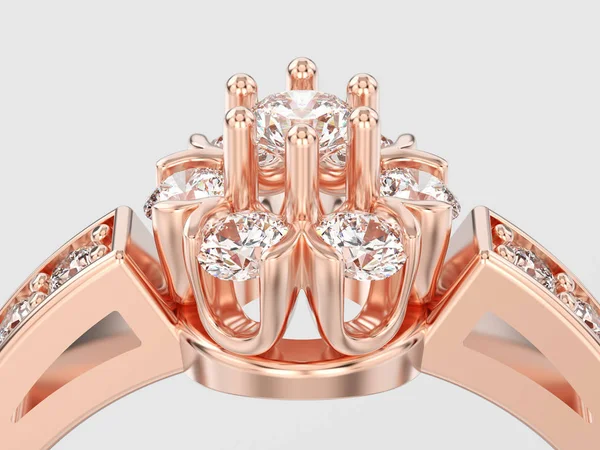 Ilustracja 3D z bliska Róża Kwiat ozdobny złota pierścionek z brylantem — Zdjęcie stockowe