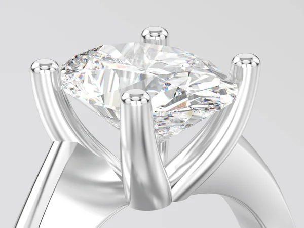 Ilustración 3D primer plano oro blanco o plata compromiso ilusión anillo retorcido con diamante —  Fotos de Stock