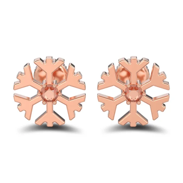 3D-s illusztráció elszigetelt rose gold diamond hópehely stud earrin — Stock Fotó