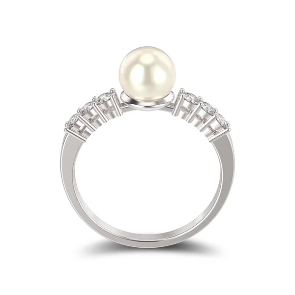 3D illustrazione isolato oro bianco o argento anello di diamanti con — Foto Stock