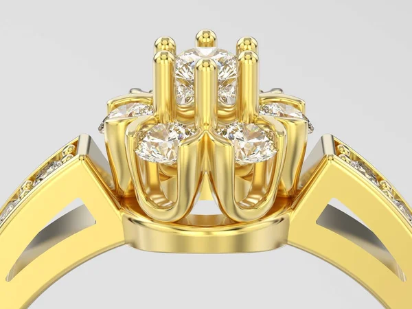 3D illustratie close-up geel gouden decoratieve bloem diamant r — Stockfoto