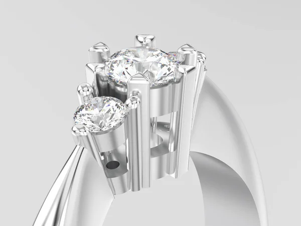 Illustration 3D close up or blanc ou argent trois diamants de pierre — Photo