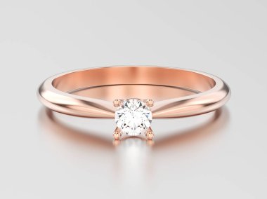 3D çizim gül altın geleneksel solitaire nişan diamo