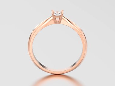 3D çizim gül altın geleneksel solitaire nişan diamo