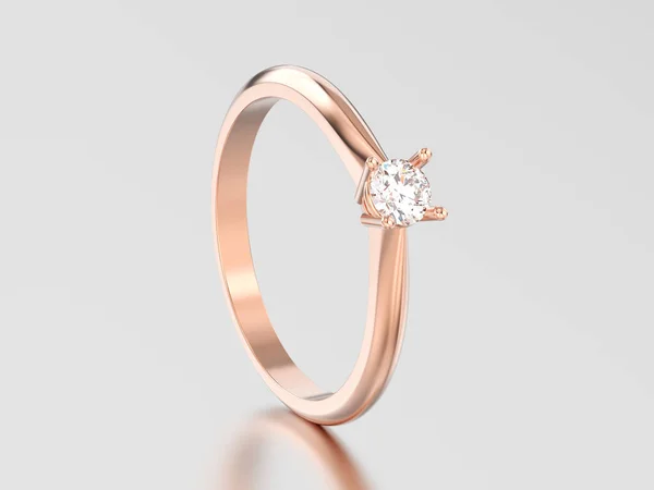 3D illustration rose gold traditional solitaire engagement diamo — Stock Photo, Image